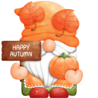 Watercolor Autumn Gnome Illustration png