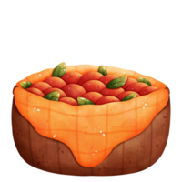 Watercolor Berries in a Wooden Bowl Illustration png