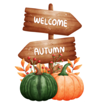 Watercolor Autumn Wooden Sign png