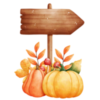 Watercolor Autumn Wooden Sign png