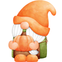 Watercolor Autumn Gnome Illustration png