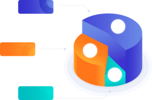 3D Pie Chart 3 Step Infographic png