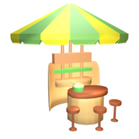 3D beach bar icon summer rendered isolated on the transparent background png