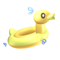 3D inflatable duck icon summer rendered isolated on the transparent background. Simple and elegant object for your design. png