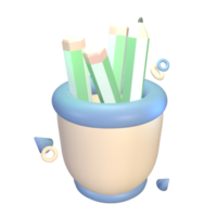 3D icon back to school pencils rendered isolated on the transparent background. simple and elegant object for your design. png