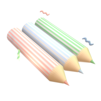 3D icon back to school colored pencils rendered isolated on the transparent background. simple and elegant object for your design. png