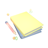 3D icon back to school textbook rendered isolated on the transparent background. simple and elegant object for your design. png