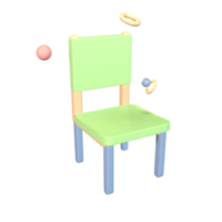 3d Symbol zurück zu Schule Stuhl gerendert isoliert auf das transparent Hintergrund. einfach und elegant Objekt zum Ihre Design. png