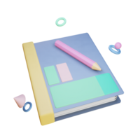 3D icon back to school textbook rendered isolated on the transparent background. simple and elegant object for your design. png