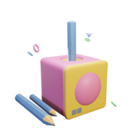 3D icon back to school sharpener rendered isolated on the transparent background. simple and elegant object for your design. png