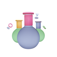 3D icon back to school flask rendered isolated on the transparent background. simple and elegant object for your design. png