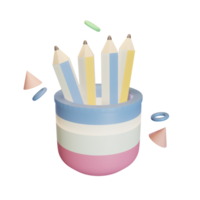 3D icon back to school pencils rendered isolated on the transparent background. simple and elegant object for your design. png