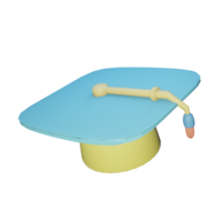 3d icono espalda a colegio graduación gorra prestados aislado en el transparente antecedentes. sencillo y elegante objeto para tu diseño. png