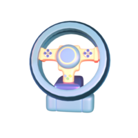 3D icon video games rendered isolated on the transparent background. racing wheel object for your design. png