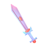 3D icon video games rendered isolated on the transparent background. sword object for your design. png