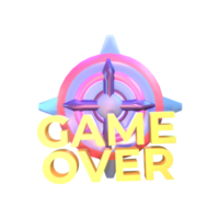 3D icon video games rendered isolated on the transparent background. game over icon for your design. png