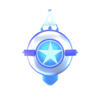 3D icon video games rendered isolated on the transparent background. silver badge object for your design. png
