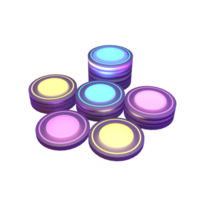 3D icon video games rendered isolated on the transparent background. game coins object for your design. png