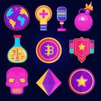 10 video games icon illustrations set isolated on the colored background vector