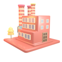 3D icon factory building rendered isolated on the transparent background png