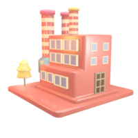 3D icon factory building rendered isolated on the transparent background png