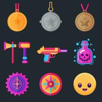 10 video games icon illustrations set isolated on the colored background vector