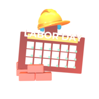 3D icon labor day calender rendered isolated on the transparent background png