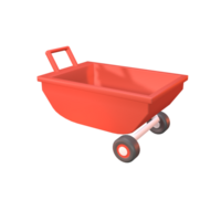 3D icon wheel barrow rendered isolated on the transparent background png