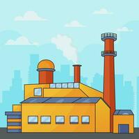 Factory building icon illustrations set isolated on the colored background vector