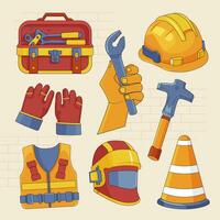 8 labor día icono ilustraciones conjunto aislado en el de colores antecedentes vector