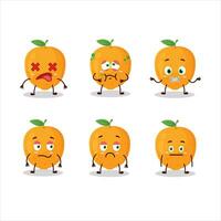 Orange fruit cartoon character with nope expression vector