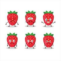 Strawberry cartoon in character with nope expression vector