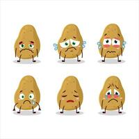 Potato cartoon in character with sad expression vector