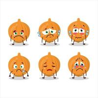 Onion cartoon in character with sad expression vector