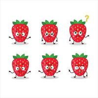 Cartoon character of strawberry with what expression vector