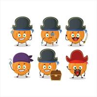 dibujos animados personaje de cebolla con varios piratas emoticones vector