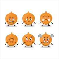 Onion cartoon character with various angry expressions vector