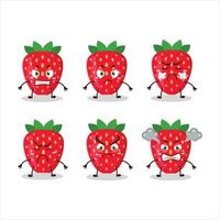 Strawberry cartoon character with various angry expressions vector