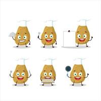 Cartoon character of potato with various chef emoticons vector