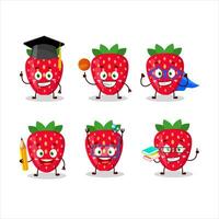 School student of strawberry cartoon character with various expressions vector