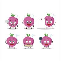 Cartoon character of garlic with various chef emoticons vector