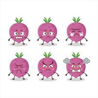 Garlic cartoon character with various angry expressions vector