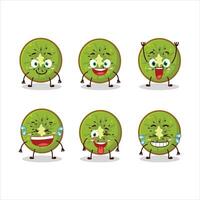 dibujos animados personaje de rebanada de kiwi con sonrisa expresión vector