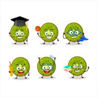 School student of slice of kiwi cartoon character with various expressions vector