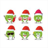 Papa Noel claus emoticones con verde sandía dibujos animados personaje vector