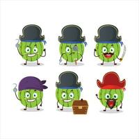 Cartoon character of green watermelon with various pirates emoticons vector