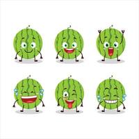 Cartoon character of green watermelon with smile expression vector