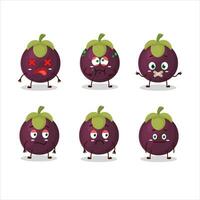 Mangosteen cartoon in character with nope expression vector