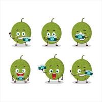 Photographer profession emoticon with melon cartoon character vector
