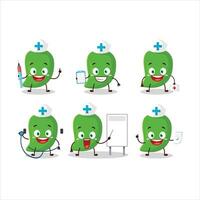 médico profesión emoticon con verde mango dibujos animados personaje vector